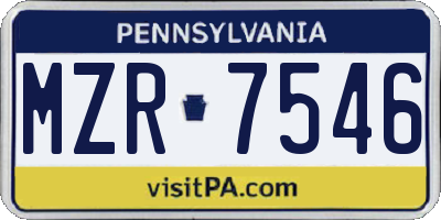 PA license plate MZR7546