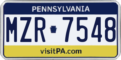 PA license plate MZR7548