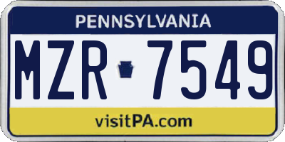 PA license plate MZR7549
