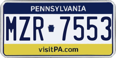 PA license plate MZR7553