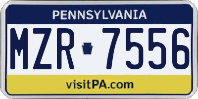 PA license plate MZR7556