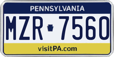 PA license plate MZR7560