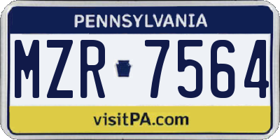 PA license plate MZR7564