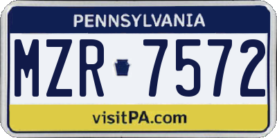 PA license plate MZR7572