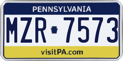 PA license plate MZR7573