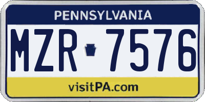 PA license plate MZR7576