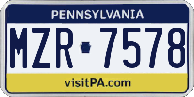 PA license plate MZR7578