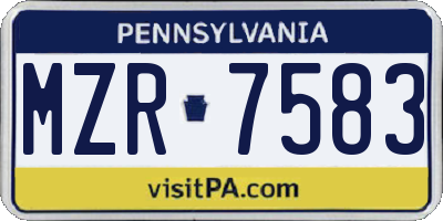 PA license plate MZR7583