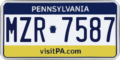 PA license plate MZR7587