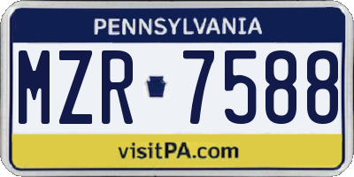 PA license plate MZR7588
