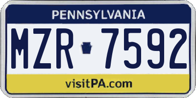 PA license plate MZR7592