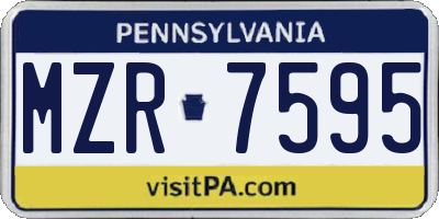 PA license plate MZR7595