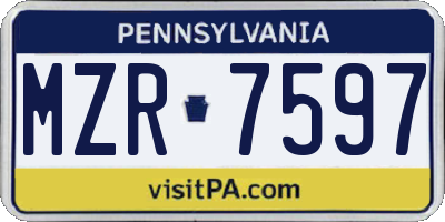PA license plate MZR7597