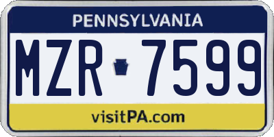 PA license plate MZR7599