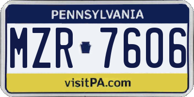 PA license plate MZR7606
