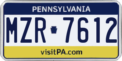 PA license plate MZR7612