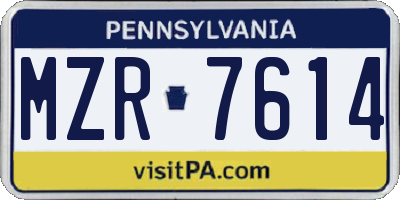 PA license plate MZR7614