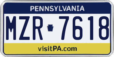 PA license plate MZR7618