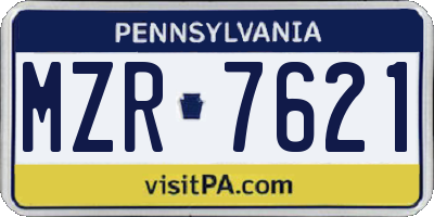 PA license plate MZR7621