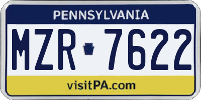 PA license plate MZR7622