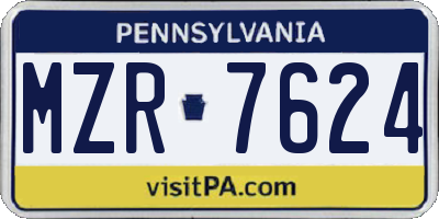 PA license plate MZR7624