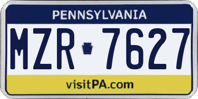 PA license plate MZR7627