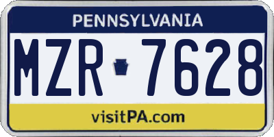 PA license plate MZR7628