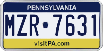 PA license plate MZR7631