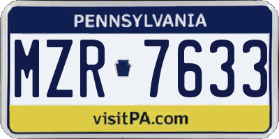 PA license plate MZR7633