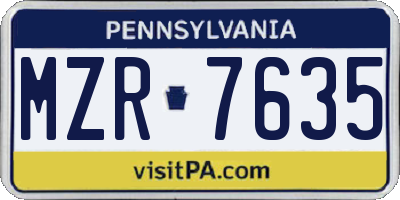 PA license plate MZR7635