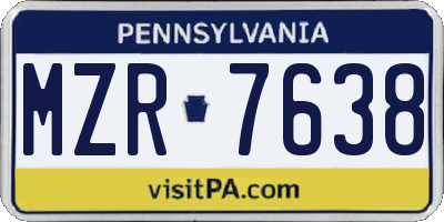 PA license plate MZR7638