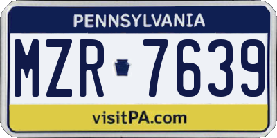 PA license plate MZR7639