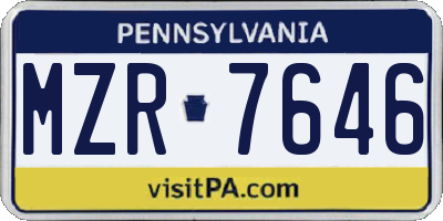 PA license plate MZR7646