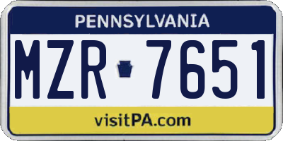 PA license plate MZR7651