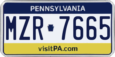 PA license plate MZR7665