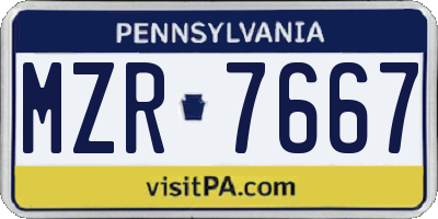 PA license plate MZR7667