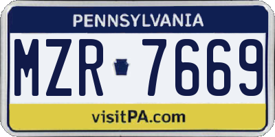 PA license plate MZR7669