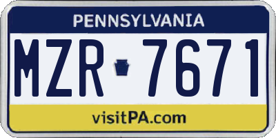 PA license plate MZR7671