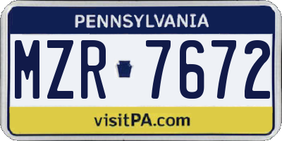 PA license plate MZR7672