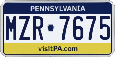 PA license plate MZR7675