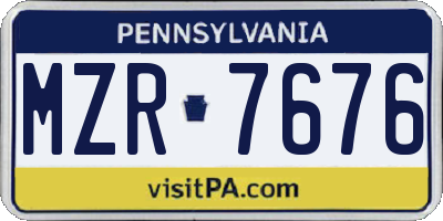 PA license plate MZR7676