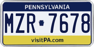 PA license plate MZR7678