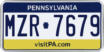 PA license plate MZR7679