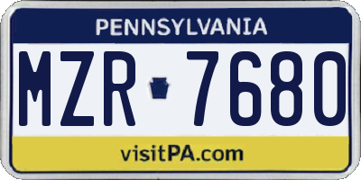 PA license plate MZR7680