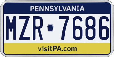 PA license plate MZR7686