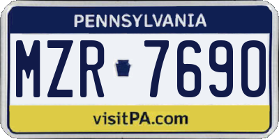 PA license plate MZR7690