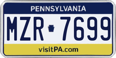 PA license plate MZR7699