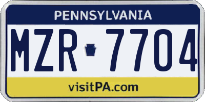 PA license plate MZR7704