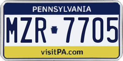PA license plate MZR7705