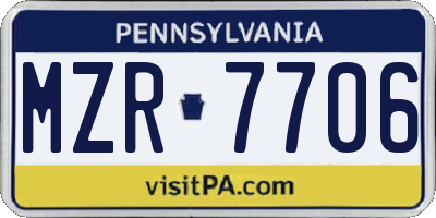 PA license plate MZR7706